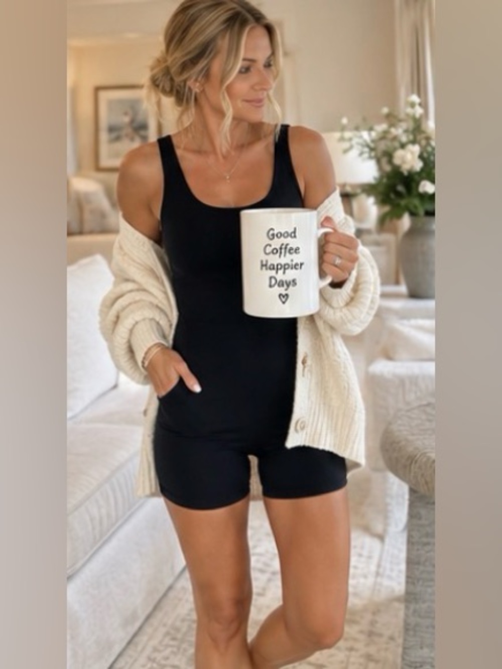 Automet Black Biker Short Romper Unitard Size M Stretch Athleisure Onesie